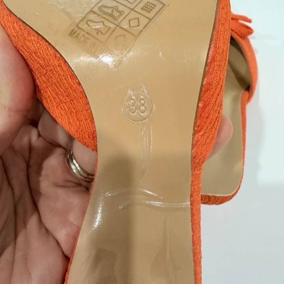 Orange Bow Mules kitten heel size 38 7.5/8 - Picture 7 of 8